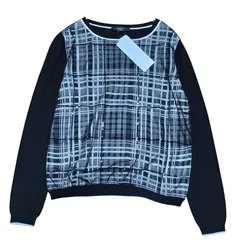 【未使用品】Weekend Max Mara シルク混ニット レース切替 Mサイズ ブラック/ホワイト コットン 高級ライン