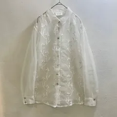 ヨーロッパ 90s シアーシャツ ヴィンテージ ブラウス 刺繍 白 Vintage ユーロ Vintage シースルー H851