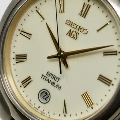 SEIKO　セイコー　AGS SPIRIT TITANIUM 10BAR 5M22-7B80　メンズ腕時計　自動巻　稼働品　文字盤オフホワイト　管理番号KKVHAKO161