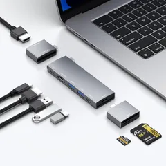 MacBook用のUSB Cハブ、USB-Cハブ8-in-2、2 HDMI 4K 60Hz、2 USB A Data Ports MicroSD SD Card Reader for MacBook Pro 13インチ、MacBook Air M1  ...