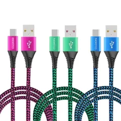 3パックUSBType-Cケーブル3A / 5A超高速充電USB-C充電ナイロン編組コードアルミニウムケース、特別なストレインリリーフサポートデザイン (2M+2.5M+3M)