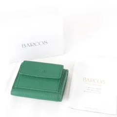 『未使用・保管品』BARCOS バルコス グリーン 緑色 箱有 三つ折り財布 ミニウォレット レザー レディース シンプル