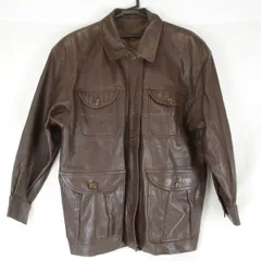 『USED』Jubian ジュビアン ラムレザー ブルゾン 羊革/ポリエステル メンズ Lサイズ フライトジャケット アウター 本革 ブラウン