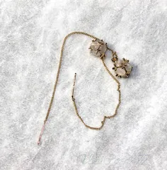 一つ玉のチェーンピアス 猫目石キャッツアイ