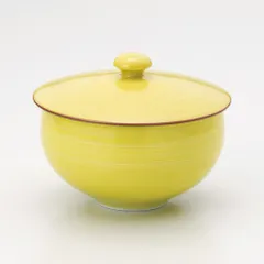 黄釉草花蓋付汲出（有田焼）