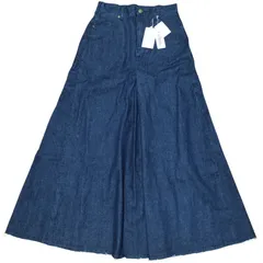 【未使用品】2024年 LA Hutte × SLOBE IENA デニムスカート　38サイズ M相当 インディゴブルー 青色 ロングスカート フレア ロゴ刺繍