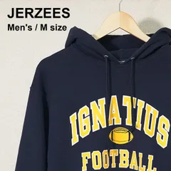 JERZEES（ジャージーズ）カレッジロゴパーカー IGNATIUS FOOTBALL ネイビー Mサイズ ホンジュラス製 古着