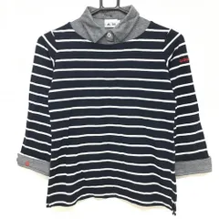 【超美品】アディダス 七分袖ポロシャツ ネイビー×白 ボーダー 重ね着風  レディース S ゴルフウェア adidas