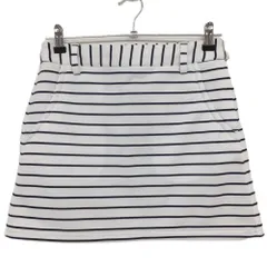 【美品】アディダス スカート 白×ネイビー ボーダー ストライプ 蓄熱裏地 レディース S/P ゴルフウェア adidas