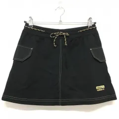 【超美品】アディダス スカート 黒×ライトオレンジ ステッチ ウエスト紐  レディース M ゴルフウェア adidas