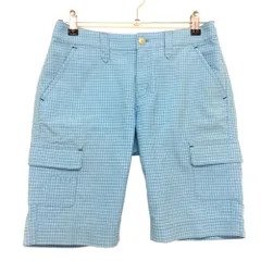 アシュワース カーゴショートパンツ ライトブルー×白 格子チェック ティ装着可  レディース S ゴルフウェア ASHWORTHのサムネイル