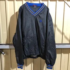 1955 Champion ナイロンプルオーバー ブラック ブルー 2XL〜3XL チャンピオン ピステ ワンポイント 刺繍ロゴ 古着卸 アメリカ仕入
