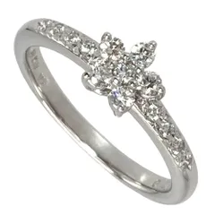 まま　K18WG 花モチーフ ダイヤモンドリング フラワーモチーフ ダイヤモンド リング – K18WG、0.50ct
