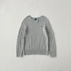 【極美品】ポロ ラルフローレン ケーブルコットンニット グレー XL(Boys18-20) メンズM相当