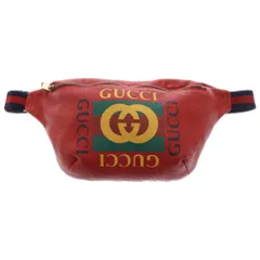 GUCCI (グッチ) ロゴ ボディバッグ ウエストバッグ ショルダーバッグ レッド レザー 530412