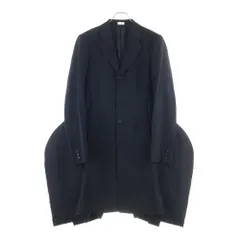 COMME des GARCONS HOMME PLUS (コムデギャルソンオムプリュス) 22SS 花の存在期 ウールギャバ カットオフ ロングテーラードコート ブラック