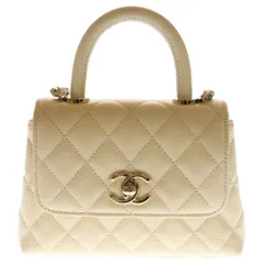 CHANEL (シャネル) ココハンドル エクストラミニ キャビアスキン レザーハンドバッグ ショルダーバッグ ベージュ シャンパンGD金具 AP4244