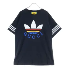GUCCI (グッチ) 22SS ×adidas アディダス フロントロゴクルーネック半袖Tシャツ ブラック 616036