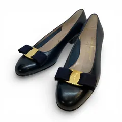 Salvatore Ferragamo サルヴァトーレ フェラガモ ヴァラ リボン パンプス ブラック 5 1/2 C (23cm)  キングラム[68]