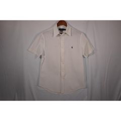 ポロ ラルフローレン シアサッカー 半袖シャツ ホワイト L メンズ 綿100%