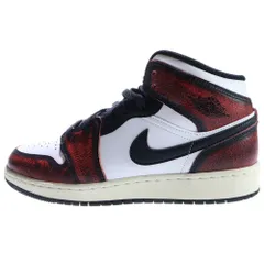 NIKE (ナイキ) GS Air Jordan 1 Mid Wear Away エアジョーダン1 ウェアアウェイ メンズ ミドルカットスニーカー シューズ FB0568-006 ホワイト/レッド US6Y/24.0cm