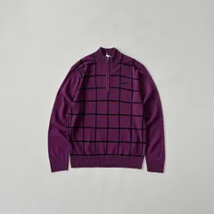【新品級】ナイキゴルフ ハーフジップ ニット L パープル ウィンドーペンチェック 刺繍ロゴ