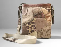 COACH ◆ シグネチャー パッチワーク ショルダーバッグ ブラウン ポシェット サコッシュ コーチ ◆G128