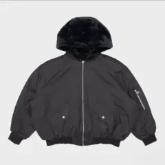 ZARA リバーシブル ファー ブルゾン (XS/ブラック) MA-1ジャケット フードジップアップ ブルゾン ZARA