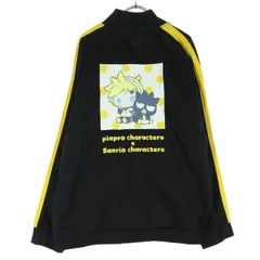 未使用 piapuro characters ピアプロキャラクター Sanrio characters サンリオキャラクターズ コラボ キャラクター 長袖 ジップジャケット 3L ブラック バッドバツ丸 鏡音レン メンズ 古着