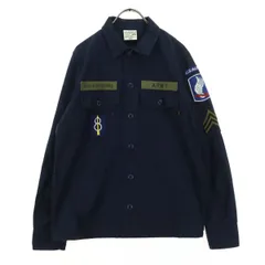 ALPHA INDUSTRIES INC アルファインダストリーズ ワッペン 長袖 コットンシャツ SMALL ネイビー メンズ 古着