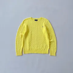 【希少XL】ポロ ラルフローレン ケーブルコットンニット イエロー ボーイズXL M相当