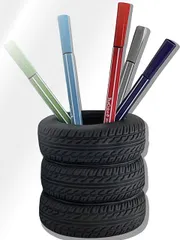 CIOP 【 タイヤ ペンスタンド (ブラック 01) 】 ペン立て ペンケース 文房具 収納 かわいい 可愛い おしゃれ 卓上 えんぴつ/ボールペン/シャープペン/万年筆/定規 