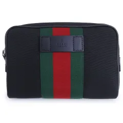 グッチ 630919 シェリー ウェビングライン ベルト テクノキャンバス レザー ブラック ウエスト ボディバッグ 斜め掛け ナイロン アンティークシルバー金具 GUCCI（未使用　展示品）