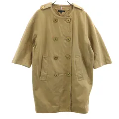 TOMMY HILFIGER トミーヒルフィガー 日本製 ダブルブレスト ノーカラーコート M ベージュ レディース 古着