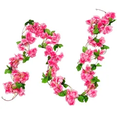 AhhYouMe 造花 フェイクフラワー 桜 ガーランド 吊り下げ 垂れ下がりタイプ インテリア ディスプレイ 店舗 季節装飾 ローズレッド 2本 [ローズレッド] [2]