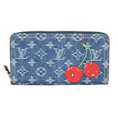 LOUIS VUITTON ルイヴィトン モノグラムデニム チェリー ジッピーウォレット 長財布 ロングウォレット ブルー M23161 (23590)