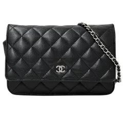 シャネル CHANEL 財布 マトラッセ レディース ブランド ショルダーウォレット チェーンウォレット キャビアスキン ブラック シルバー金具 黒 チェーンショルダー ショルダーバッグ おしゃれ 【中古】