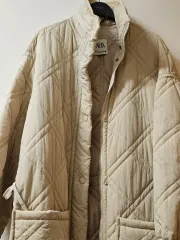 ザラ キルティング ダウン アウター アイボリー