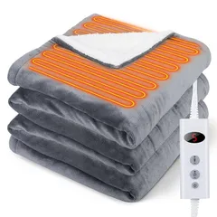 GOHHME 電気毛布 敷き 掛け200×140cm 電気膝掛け【ダブルサイズ＆2025進化した高性能コントロール＆ 掛け敷き兼用 】節電 10段階温度調節 ９段階タイマー設定 電気ブランケット ふわふわ 丸洗い可 5分速暖 膝掛け肩かけ 毛玉なし 過熱保 0