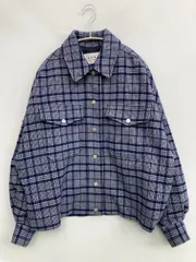 ADAM ET ROPE' アダムエロペ ブルゾン F ブルー ウール・ニット ナイロン チェック柄 ショート丈 フードなし ボタン留め