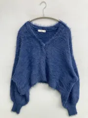 Discoat ディスコート カーディガン/ボレロ F ブルー ナイロン 無地 ショート丈 長袖