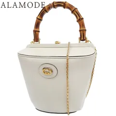 GUCCI(グッチ) バンブー1947 バケットバッグ ハンドバッグ 日本限定 2WAY ショルダー 肩掛け GG インターロッキング レザー オフホワイトアイボリー ゴールド金具 616437 レディース 40802145999【中古】【アラモード】