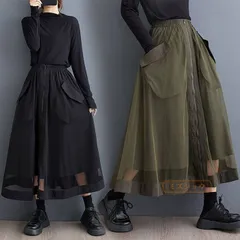 送料無料 ロングスカート レディース スカート チュールスカート プリーツスカート Aライン ロング丈 マキシスカート ビジネススカート ウエストゴム 春 秋 着痩せ 大人 きれいめ カジュアル 通勤 体型カバー