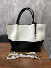 【GIANNI CHIARINI】TWENTY バイカラー 2WAY ハンドバッグ レザー 白黒