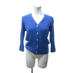 グリーンレーベルリラクシング ユナイテッドアローズ green label relaxing 24AW コンパクト リブ Vネック カーディガン ニット 薄手 フロントボタン 青 ブルー 約M 3528-119-0732 1208