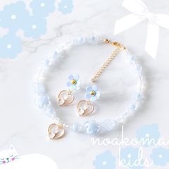 little princess* flower cat - blue 키즈 귀걸이 키즈 목걸이 세트 키즈 액세서리 선물 소녀 키즈 아이 생일 선물 고양이 고양이 noakoma kids