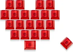 21個透明キーキャップ PC素材 1U Cherryプロファイルキーキャップ MXキーボードバックライト (Red)