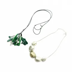 ヒロコビス HIROKO BIS 2点セット ネックレス ペンダント フラワーモチーフ メタルパーツ 緑 ゴールドカラー シルバーカラー /MI ■OS ■MA
