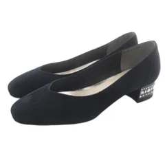 ジルスチュアート JILL STUART ビジュー ヒールラウンド スクエアトゥ パンプス 23.5cm 黒