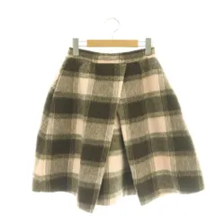 オブリ OBLI シャギーブロックチェックスカート フレア 茶 ピンク /CX ■OS